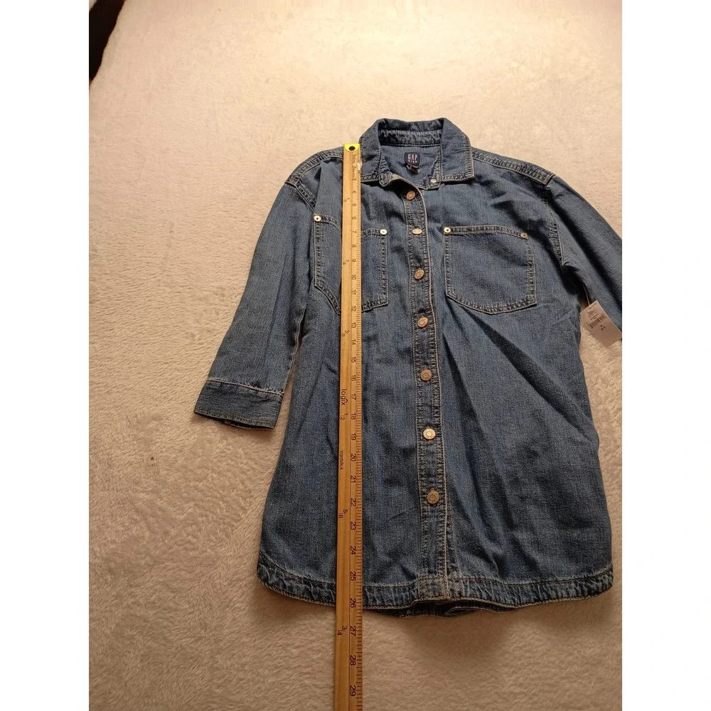Gap Kids Denim Shirt Dress Medium Wash Long Sleeve Blue Size S 6-7 Casual NWT